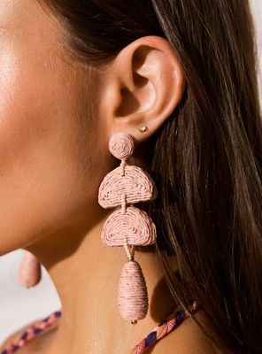 Imagen 2 del producto Aros Colgantes Raffia y Mostacillas