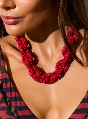 Imagen 2 del producto Collar Eslabones de Mostacillas Rojo