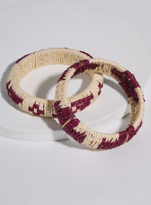 Pulsera Pack 2 Esclavas Raffia Burdeo