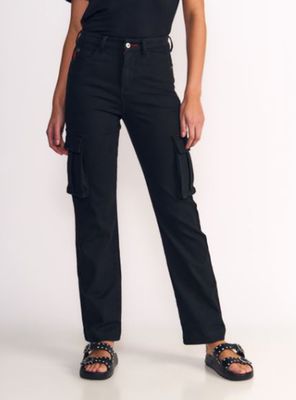 Jeans Cargo Tiro Ultra Alto Black
