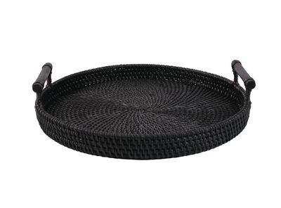 Bandeja Negra Ratan 32 Cm