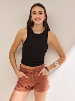 Polera Crop Tipo Sudadera