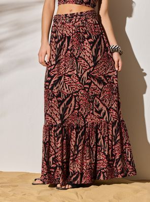 Falda Estampada con Cortes