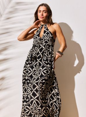 Vestido Estampado con Cortes