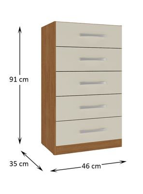 Imagen 2 del producto Cómoda 5 Cajones Canela Blanco Off White