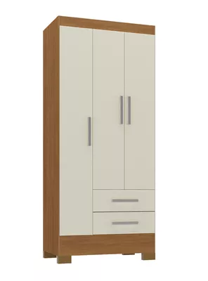 Clóset 3 Puertas 2 Cajones Canela Blanco Off White