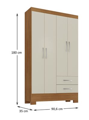 Imagen 2 del producto Clóset 4 Puertas 2 Cajones Canela Blanco Off White