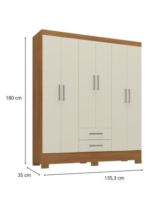 Imagen 2 del producto Clóset 6 Puertas 2 Cajones Canela Blanco Off White