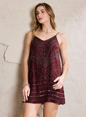 Vestido Night con Aplicación de Lentejuelas y Mostacillas