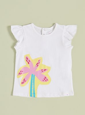 Polera Estampado al Costado y Vuelos en Mangas