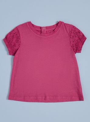 Polera Color con Mangas Broderie