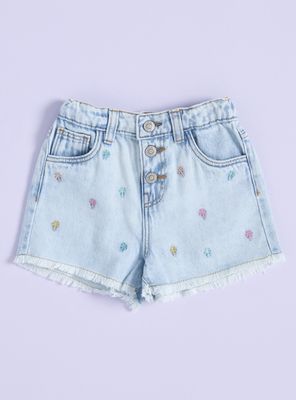 Short Denim con Bordados Palmeras