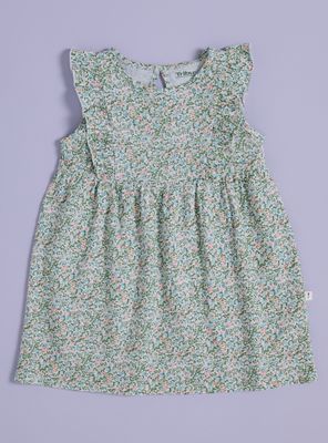 Vestido sin Mangas con Estampado y Vuelos