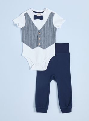 Imagen 1 del producto Conjunto de Body, Corbatín y Pantalón Elegante