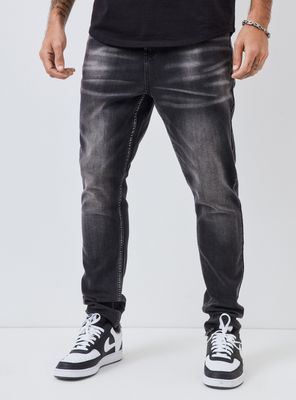 Jeans Lavado Desgastado Basta Cortada Tapered Fit