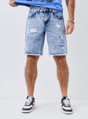 Short Relaxed Gravillado Roturas Cinta Lateral