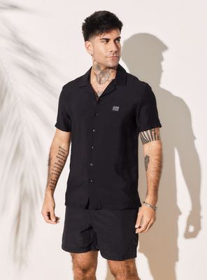 Camisa Cuello Resort Tela Textured