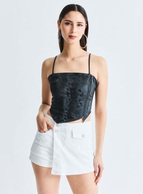 Polera Corset Animal Print con Pabilos y Cierre