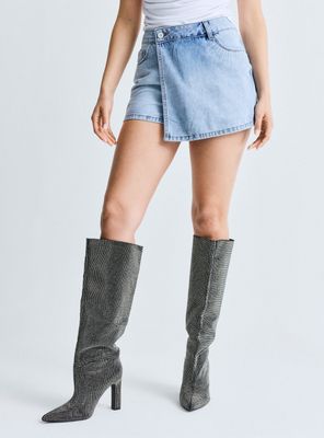 Falda Skort Delantero Cruzado con Strass