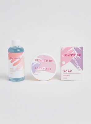 Set de Belleza Exfoliante Gel Ducha y Jabón 3 Piezas