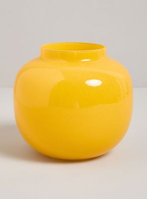 Jarrón Vidrio Amarillo 18 cm