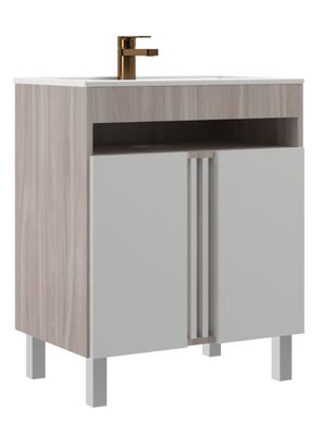 Mueble Baño con Lavamanos 2 Puertas Malbec Blanco