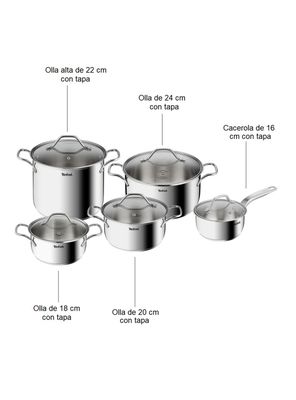 Imagen 2 del producto Batería de Cocina 10 Piezas Intuition Acero Inoxidable