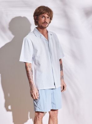 Camisa Jacquard Rayas Relaxed Fit