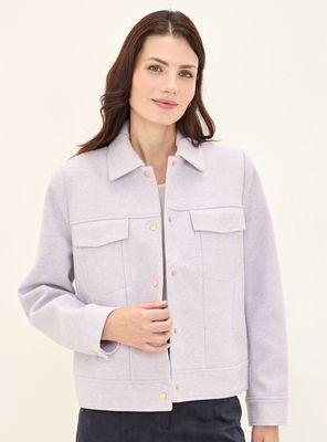 Chaqueta Corta de Muflón con Cuello y Bolsillo de Tapeta