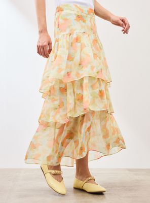 Falda Maxi Estampada con Diseño de Vuelos