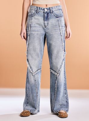 Jeans Baggy Low Rise Detalle Flecos