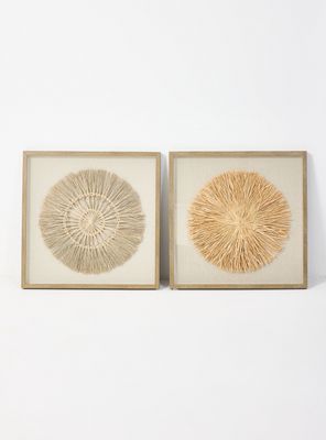 Set de 2 Cuadros Rafia Tribal
