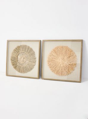 Imagen 2 del producto Set de 2 Cuadros Rafia Tribal 60x60 cm