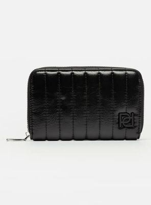 Billetera Efecto Cuero Liso Negro