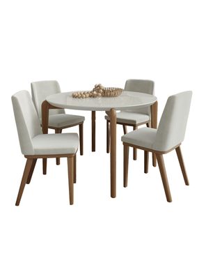 Juego de Comedor Redondo Donatella 115 + 4 Sillas Kalina