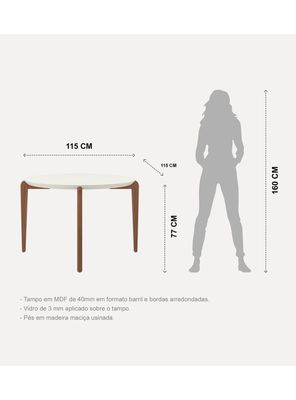 Imagen 2 del producto Juego de Comedor Redondo Donatella 115 + 4 Sillas Kalina