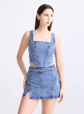 Falda Skort Denim Cortes