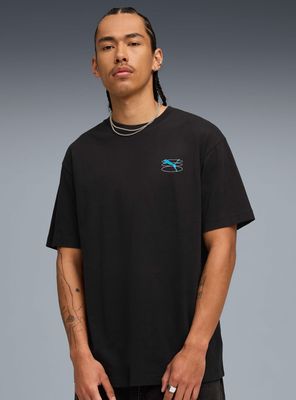 Polera Black Graphic Grid Tee