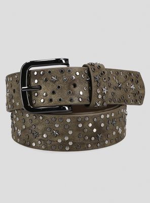 Cinturón Desgastado con Tachas y Estrellas