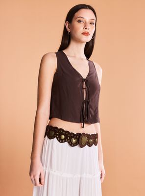 Cinturón Boho Corazones Cuero Sintético