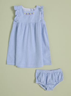 Vestido Rayas con Bordado y Calzón