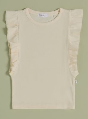 Polera Rib Color con Mangas Vuelos