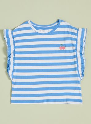 Polera Rayas Mini Estampado Cerezas
