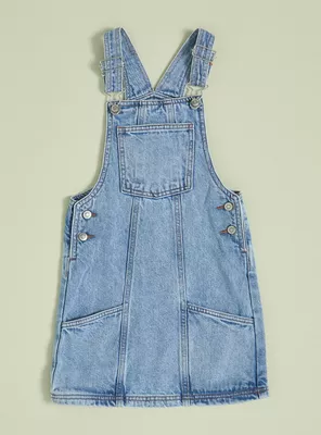 Jardinera Tipo Vestido Denim con Bolsillos Bajos