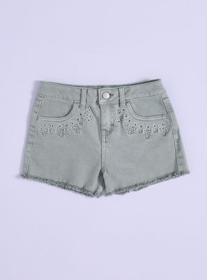 Short Efecto Lavado con Bolsillos Broderie