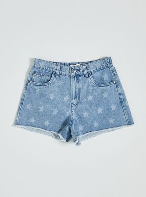Short Denim Estampado en Contraste