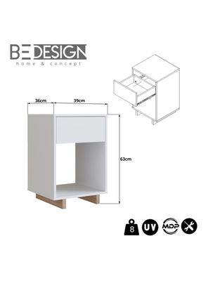 Imagen 2 del producto Velador 1 Cajón Moveli Blanco