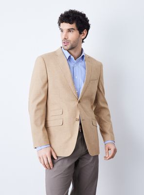 Vestón Recto con Lino Liso Slim Fit