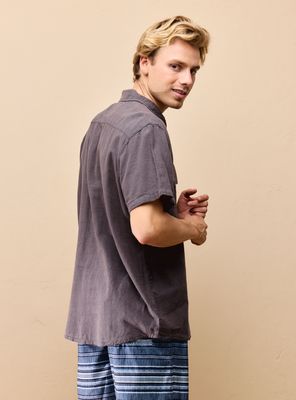 Imagen 2 del producto Camisa de Lino Manga Corta con Lavado