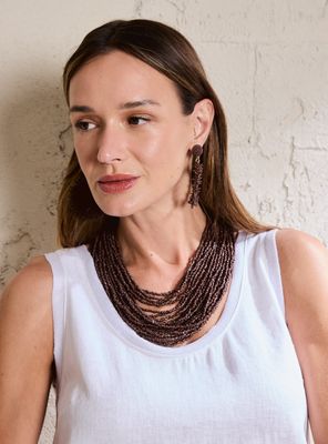 Imagen 1 del producto Collar Cascada de Mostacillas con Broche de Madera